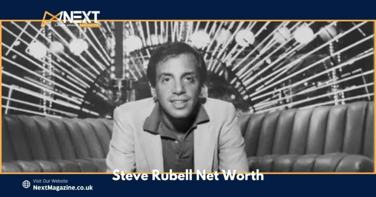 Steve Rubell Net Worth, co-founder of Studio 54, seated in a vintage black and white portrait against a geometric background