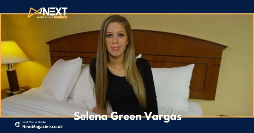 Young woman sitting on a hotel bed, associated with Selena Green Vargas, a viral internet personality and former adult film actress