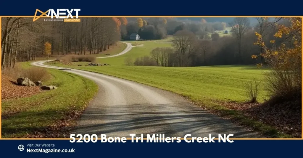 Winding country road leading through green fields and autumn trees at 5200 Bone Trl Millers Creek NC
