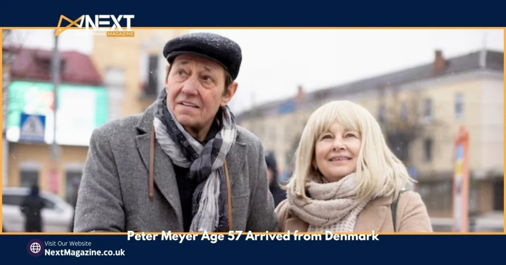 Peter Meyer Age 57 Arrived from Denmark in winter coats and scarves, standing outdoors in a snowy urban setting.