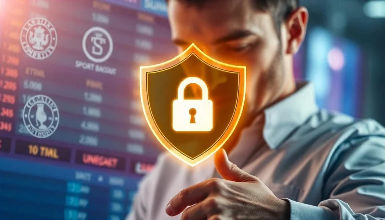 What Does A Sports Betting Site Need To Be The Best? - Entertainment - Next Magazine A glowing security shield icon representing safe online sports betting, with licensing logos in the background.