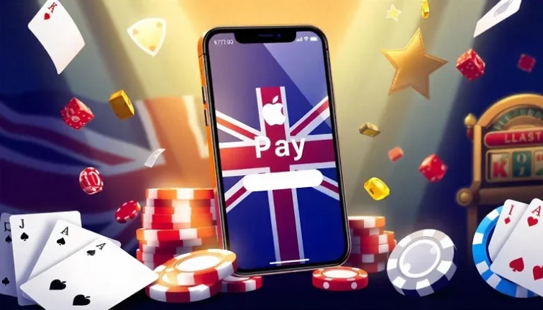 An iPhone displaying Apple Pay with a UK-themed casino background, representing the growth of mobile gaming payments.