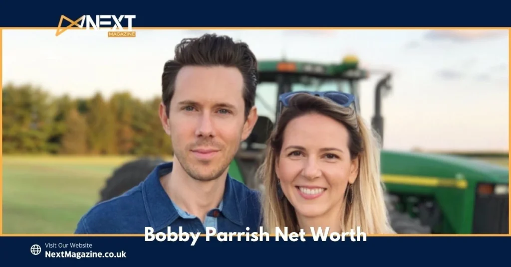 Bobby Parrish Net Worth is $33.1 million and $46.4 million and his wife Dessi Parrish smiling in front of a tractor on their Florida property