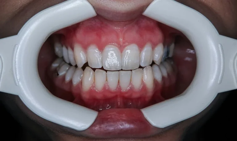 Smiling person showing healthy teeth after eating a tooth-friendly diet