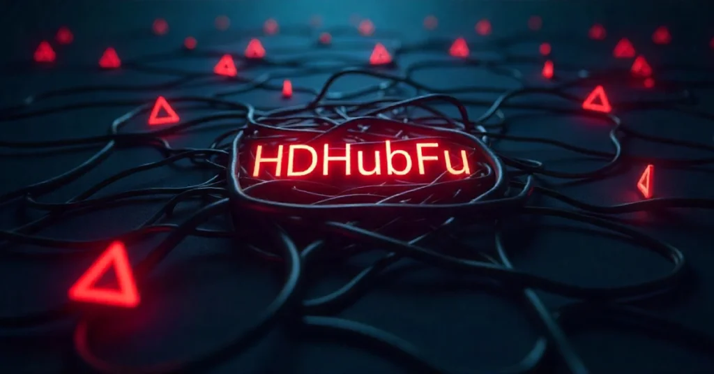 HDHubFu homepage screenshot showing movie listings and streaming options