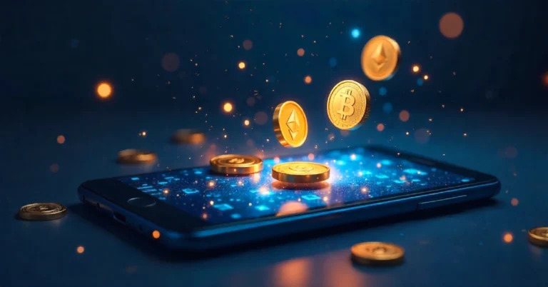 Business RobTheCoins platform showing crypto earning features and gamified interface for beginners
