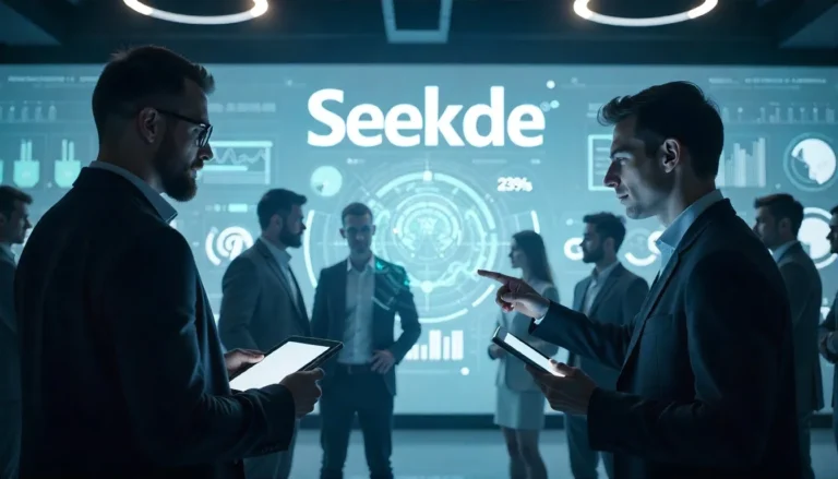 Diverse people using a futuristic AI interface with knowledge graphs, perfect for students, pros, and curious minds seeking connected, smart insights.