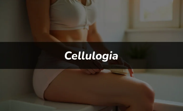 Woman demonstrating Cellulogia dry brushing technique for natural cellulite reduction at home