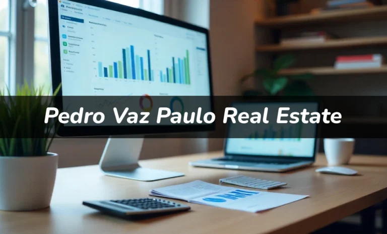 Pedro Vaz Paulo Real Estate investment analysis showing property charts graphs and financial data on computer screen