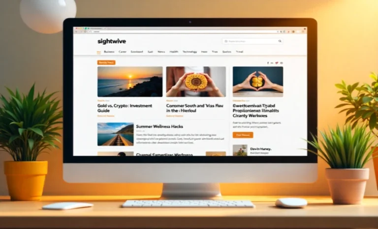 Illustration of sightwive com blog homepage showing categories like business and tech in 2025 guide