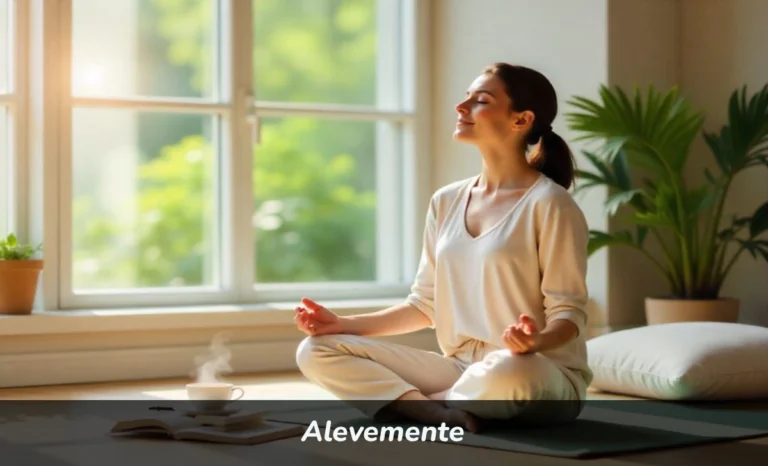 Young person practicing alevemente lifestyle with morning meditation and herbal tea in peaceful home setting