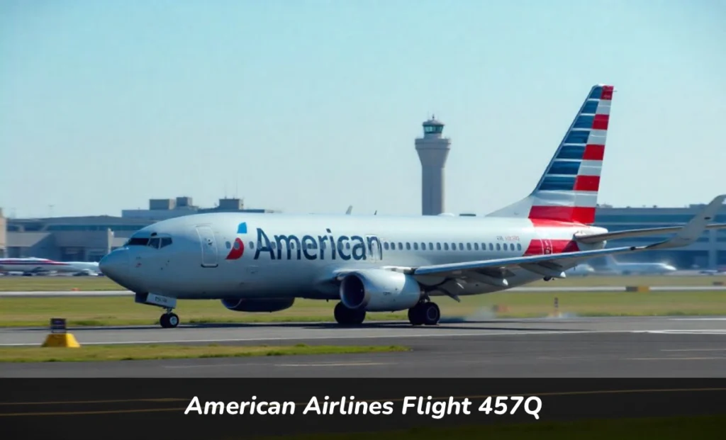 American Airlines Flight 457Q aircraft on runway at Boston Logan Airport where close call incident occurred in August 2023