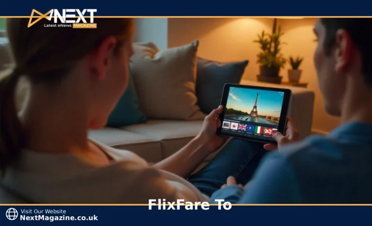 Person using FlixFare to watch international movies on couch and book travel on smartphone