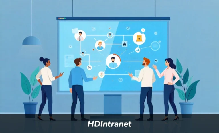 HDIntranet internal communication platform dashboard showing employee collaboration tools and document management features