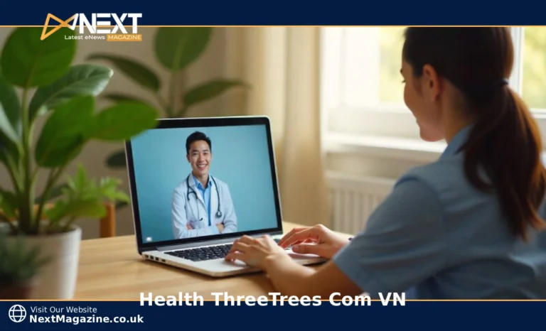 Person using Health ThreeTrees Com VN platform for online medical consultation with doctor via laptop