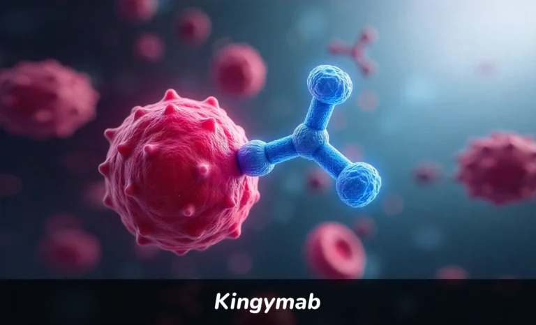 Kingymab monoclonal antibody binding to cancer cell surface showing targeted immunotherapy mechanism