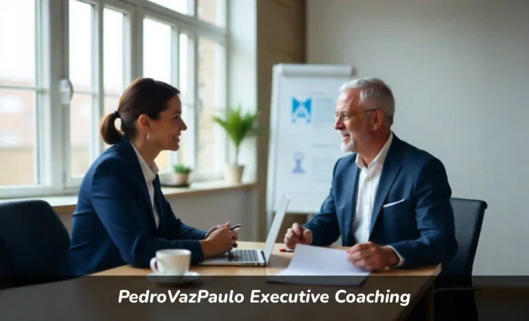 Professional executive coach mentoring senior business leader in PedroVazPaulo executive coaching session