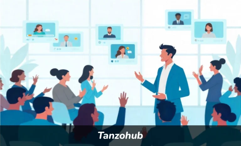 Tanzohub platform showing real-time audience engagement with interactive presentations and team collaboration features