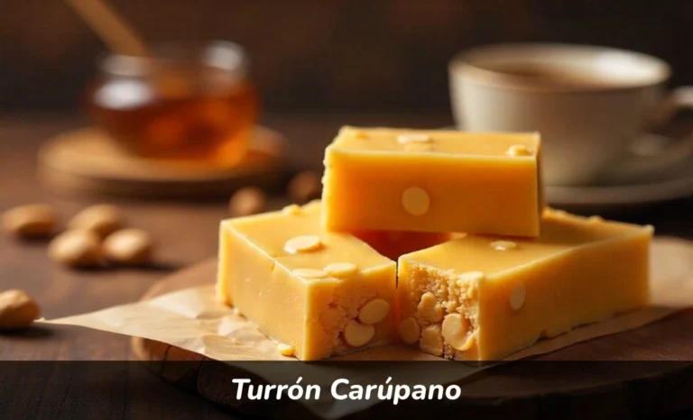 Traditional Turrón Carúpano Venezuelan nougat bars with roasted peanuts and honey on wooden table