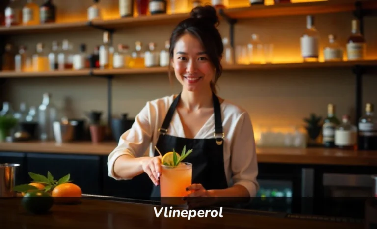 Vlineperol Aline Tongkhuya bartender creating signature cocktail at Modernist bar in Fresno California