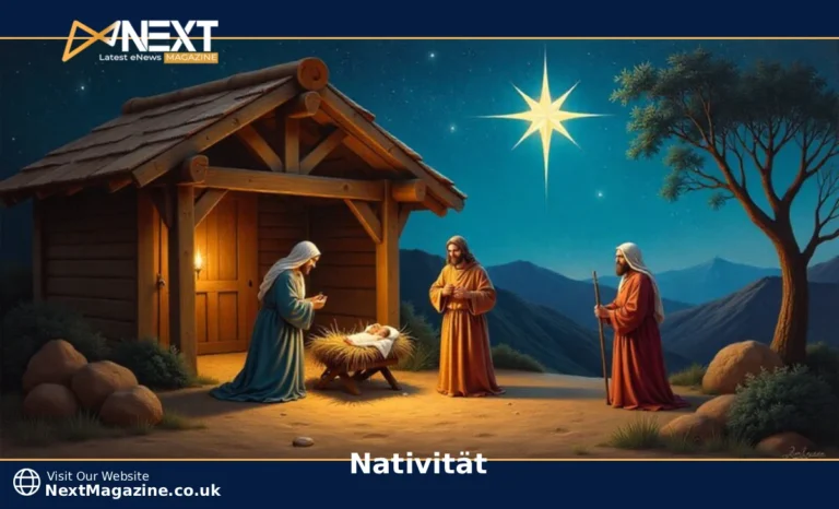 Nativität nativity scene showing baby Jesus Mary Joseph in stable with star of Bethlehem celebrating Christmas birth story