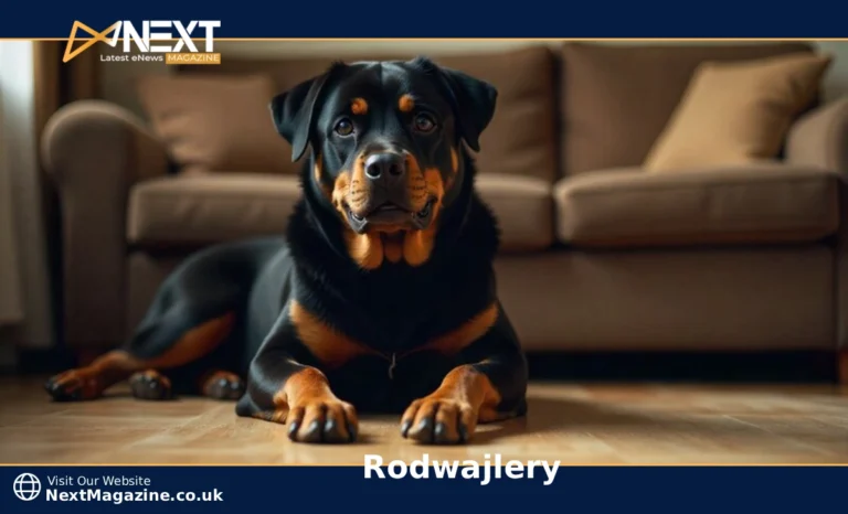 A muscular Rottweiler dog with black coat and rust markings sitting alert, showing the loyal and protective nature of this popular dog breed