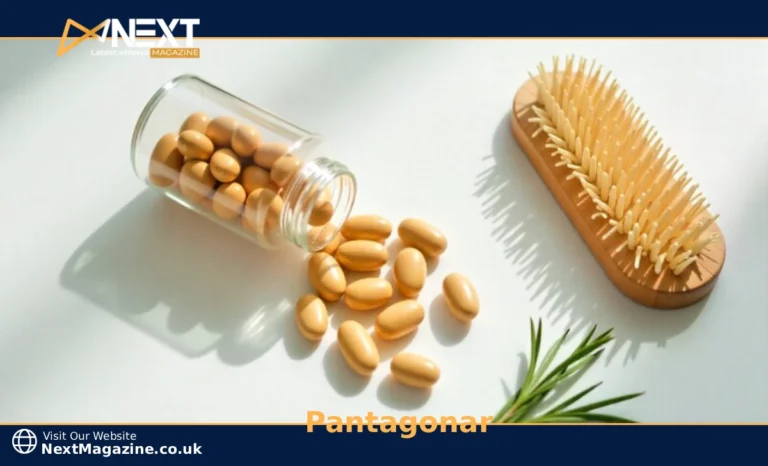Pantagonar for hair loss supplement capsules with hairbrush showing treatment for thinning hair and brittle nails