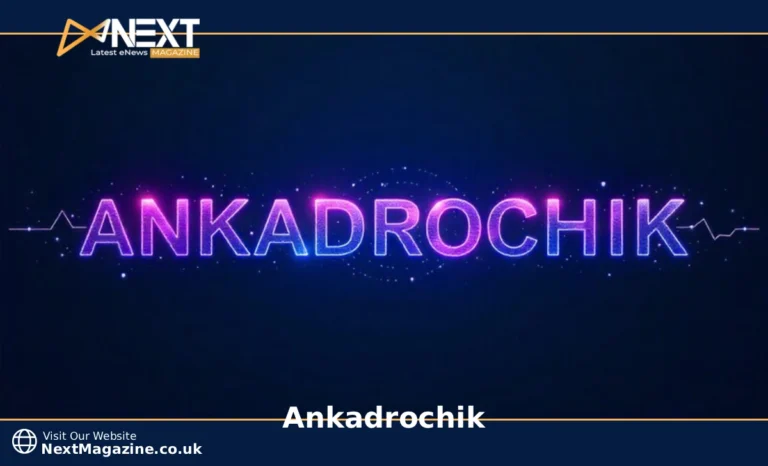 Ankadrochik word displayed in futuristic typography with digital elements representing online identity and creativity