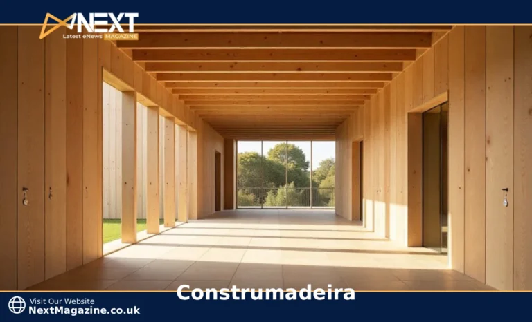 Modern construmadeira building showing CLT wood panels and timber frame structure under construction in Portugal
