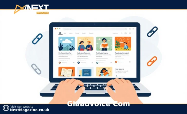 Glaadvoice Com Review: Is This Guest Posting Platform Worth It? Glaadvoice com platform review showing laptop with guest posting interface and SEO backlink icons for content creators
