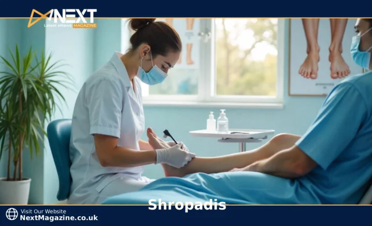 Chiropodist examining patient foot during medical consultation in clinic