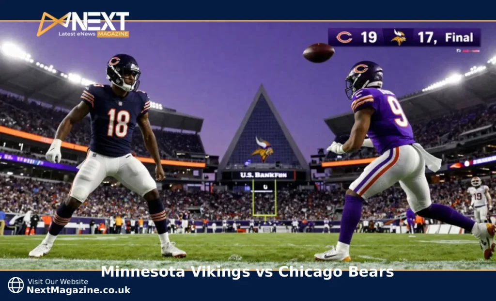 Minnesota Vikings Chicago Bears player stats November 2025 game showing quarterbacks Caleb Williams and JJ McCarthy with final score 19-17