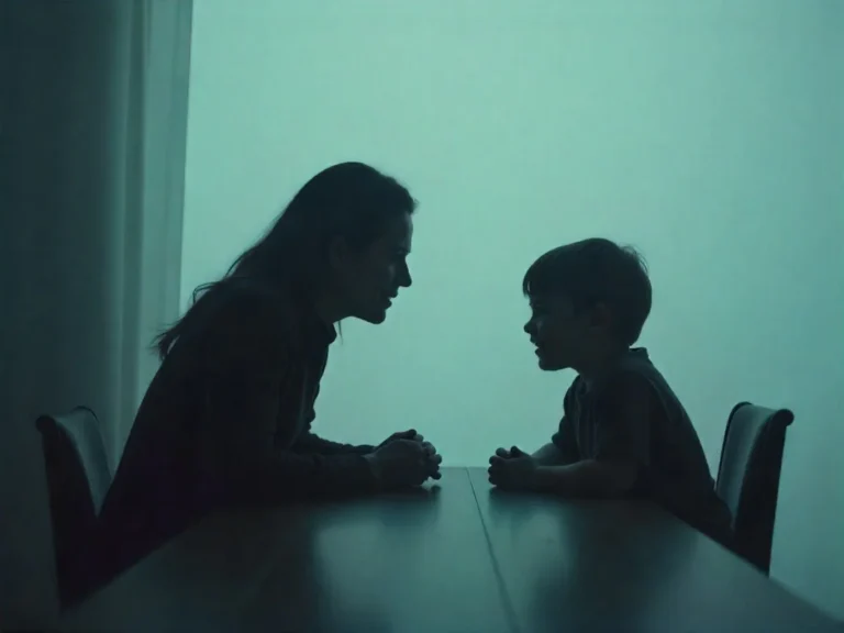 A caring parent listens to their child during a quiet talk at home, showing unconditional love and emotional support.