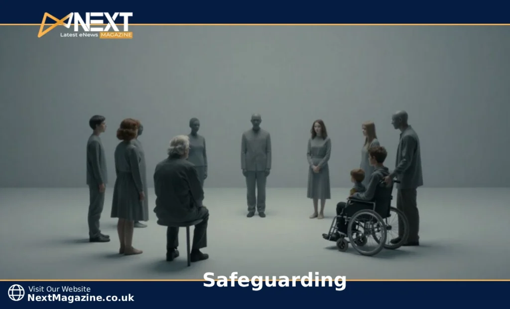 safeguarding vulnerable people - caregiver protecting elderly adult and teacher supporting child from abuse and harm
