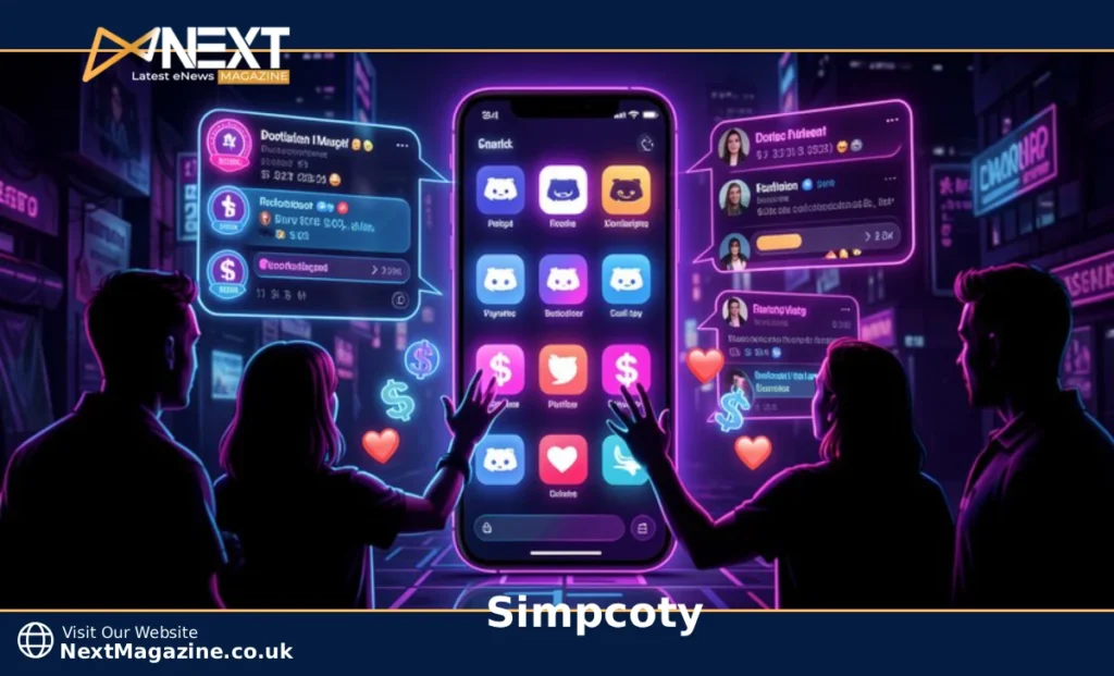 Simpcoty digital culture illustration showing fans engaging with content creators through social media platforms and donations