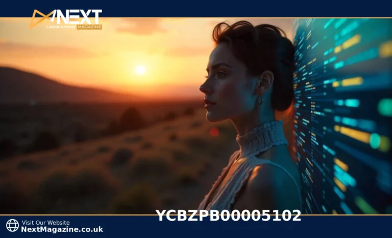 YCBZPB00005102 alphanumeric code displayed on digital screen with data visualization elements