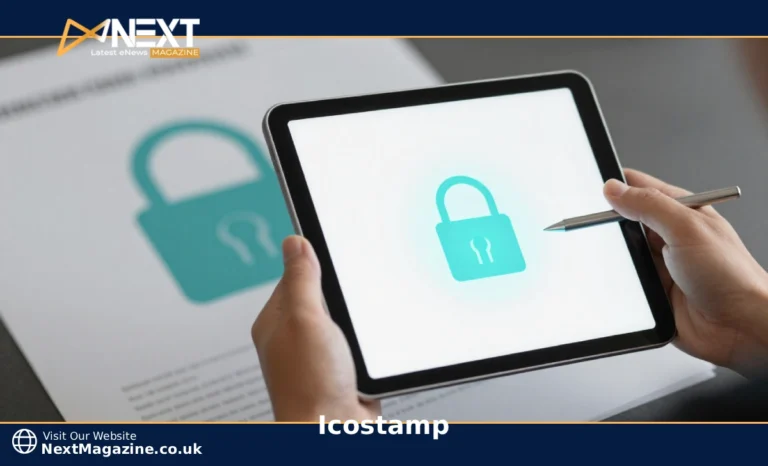 Person applying an Icostamp digital stamp to a document on a tablet