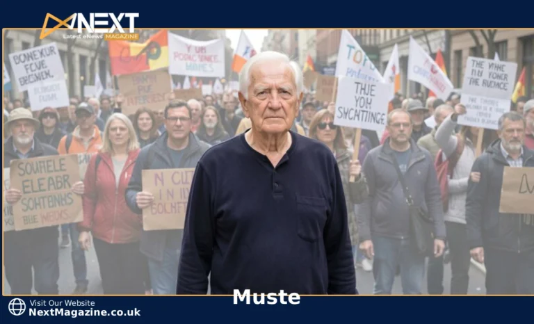 A.J. Muste pacifist leader standing with civil rights protesters and labor union workers in 1960s documentary style photograph