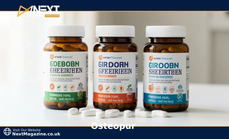 Osteopur bone health supplement bottles with calcium vitamin D3 K2 magnesium tablets for bone density support