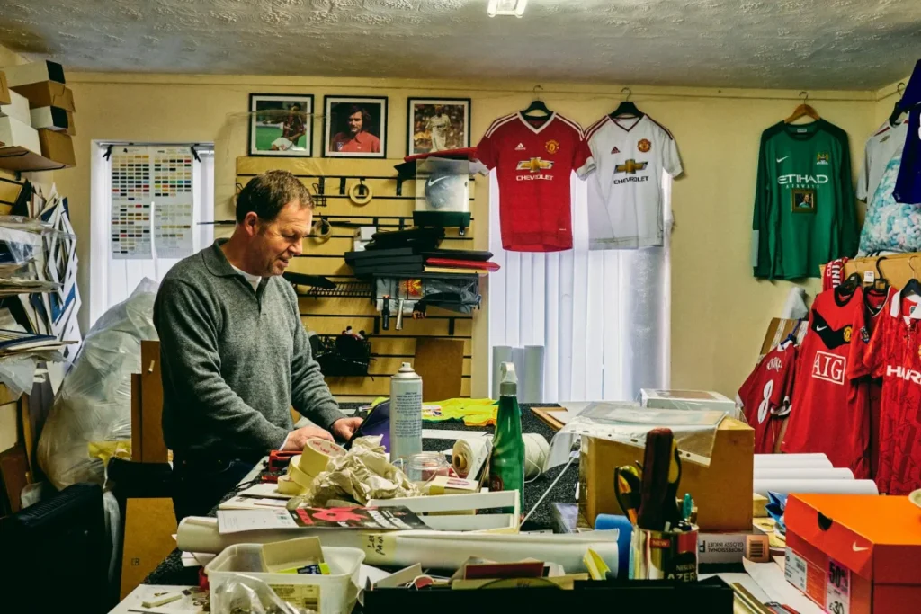 Vintage retro football shirt folded and presented as a gift for a football fan