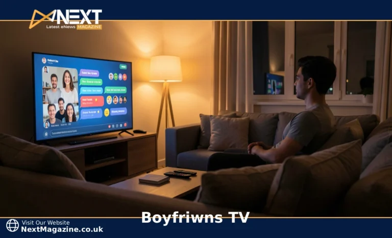 A person watching Boyfriwns TV interactive streaming platform on a screen with live chat and polls visible