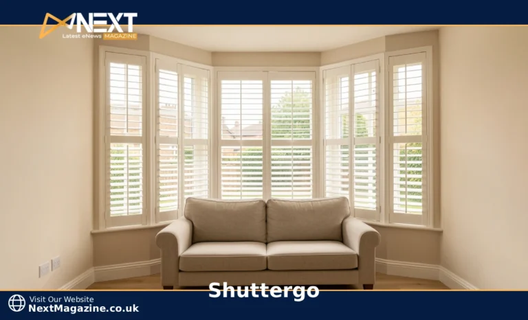 White plantation shutters fitted in a UK living room bay window by Shuttergo