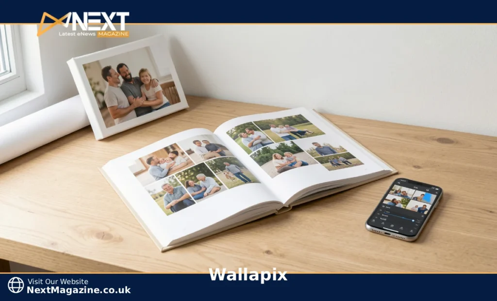 Wallapix Review showing a printed photo book and canvas print made from phone photos on a wooden table