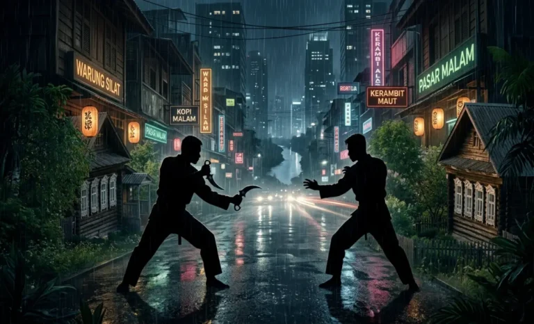 The Raid 2: Berandal — The Indonesian Crime Epic That Rarely Happened A scene from The Raid 2 Berandal film showing a police officer in a pencak silat fighting stance in a dark Jakarta alley