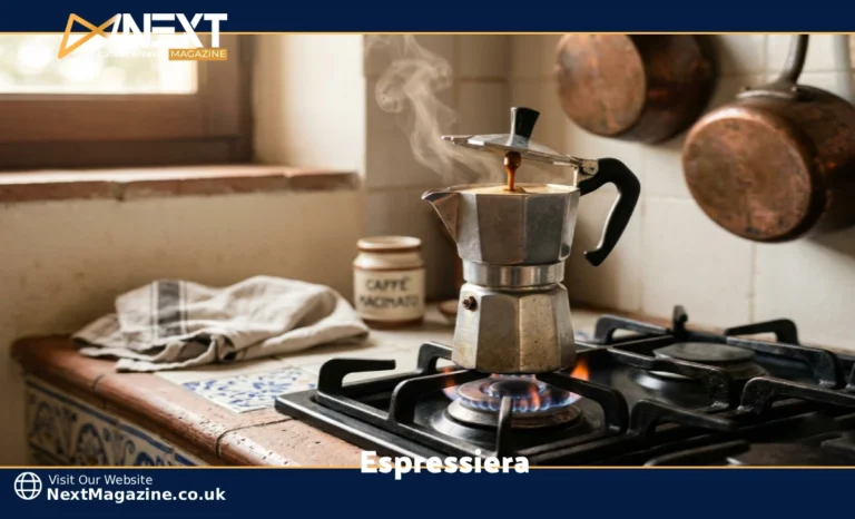 Espressiera: The Stovetop Coffee Maker Italy Never Abandoned Espressiera moka pot brewing coffee on stovetop in Italian kitchen