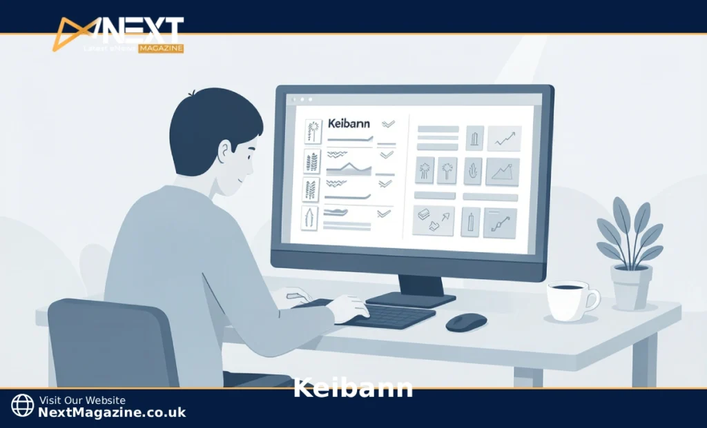 Visual workflow board with columns and task cards representing the Keibann method