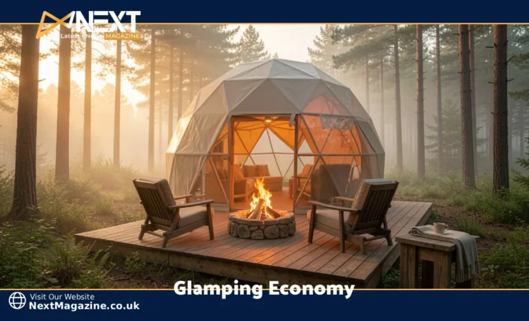 Glamping Economy in 2026: What’s Working, What’s Not, and How to Actually Make Money Luxury glamping dome with firepit and forest backdrop representing the glamping economy in 2026
