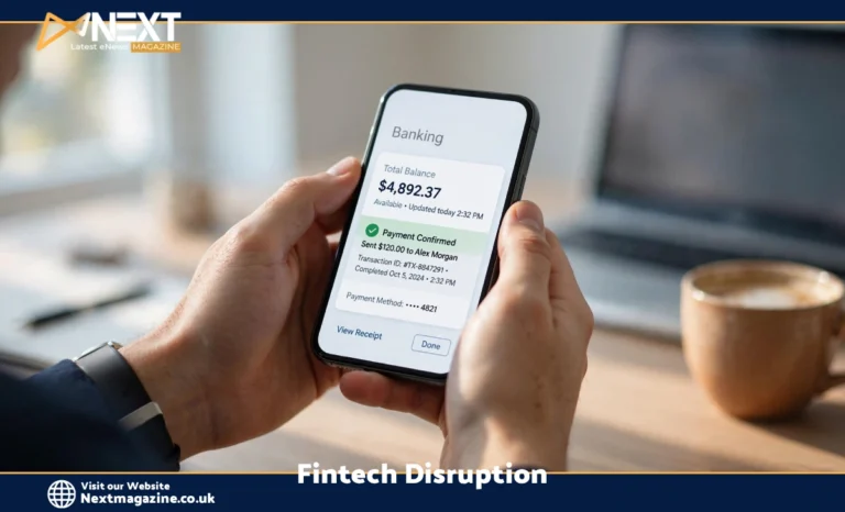 Fintech Disruption: How Financial Technology Is Transforming the Future of Finance Person using a mobile banking app showing fintech disruption in everyday finance